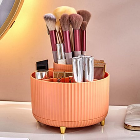 Roterende skrivebordsarrangør Dobbel-Purpose blyantpennholder ORANSJE