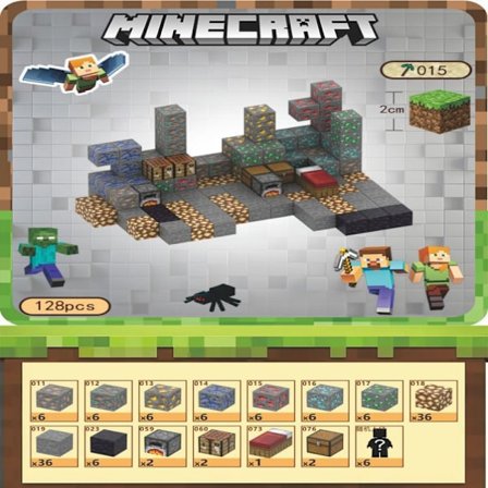 Minecraft byggklossar, inklusive 128 st sexsidiga magnetiska leksaker med 6 figurer, Ore House