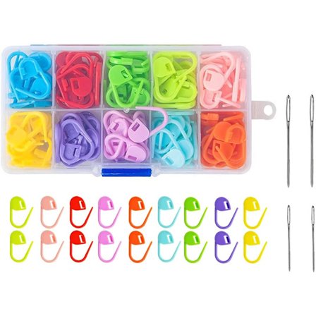 Stickmarkörer 120 ST + 4 ST Stora Ögon Trubbiga Sy Nålar 3 Storlekar för Stickning Sy