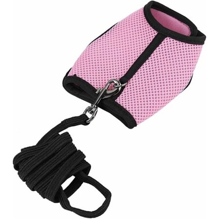 2 Färger M/L Hamster Kanin Sele Set Smådjur Husdjur Säkerhets Promenadväst med Koppel (L-Rosa)