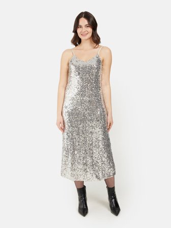 B. COPENHAGEN - Kjole - Sølv - Pailletter