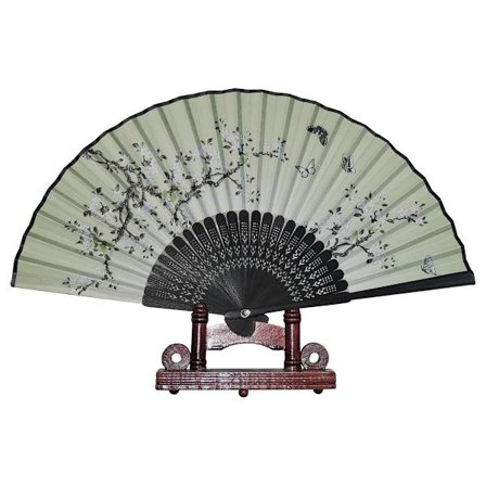 Vifte - Sommerfugle med blomster [M3] - Grøn [Sort]