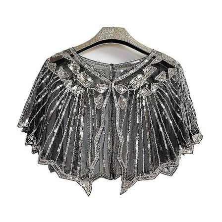 1920-luvun Flapper-asu Shawl Wraps Paljetit Kimalteet Helmillä Iltapuku Cape Bridal Shawl Bolero Flapper Peitto