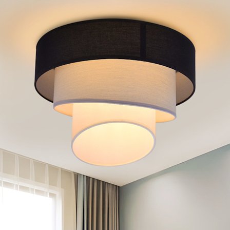 NETTLIFE Taklampa vardagsrum taklampa tyg lampskärm ?40cm varmvit E27 modern svart