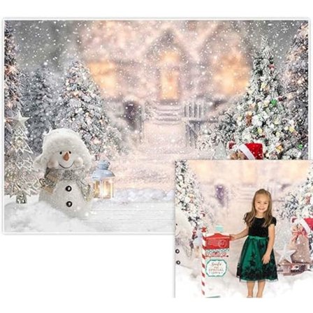 2,1x1,5m Vinter Jul Bakgrunn for Fotografering Snømann Furu Tre S