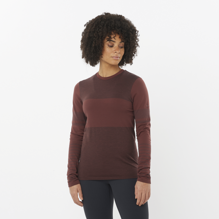 Salomon - Baselayer: Tops Bekleidung Sntial Wool Ls Top W - RUM Raisin