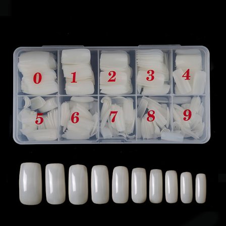 500 st Nailtips i Ask för Manikyr Fransk Semi-Nagel Klibbiga Full Cover Nail Tip Nail Tip