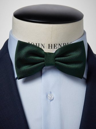 John Henric Men's Green Bow Tie Plain Size Pre-tied