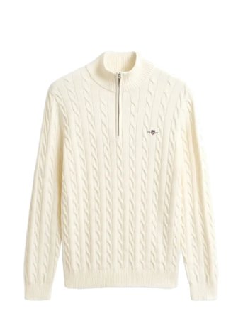 Cotton Cable Half Zip Cream GANT