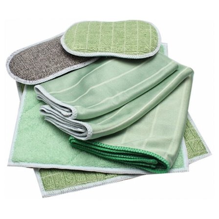 Set med 6 bambu mikrofiberdukar för fönster, speglar, kakel, kaross