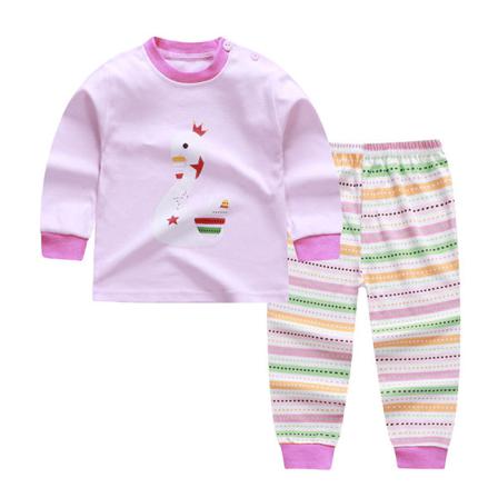 Kid Cartoon Print Crew Neck Sovkläder Elastisk Midja Pyjamas Set