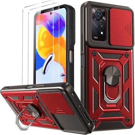 Coque - Xiaomi - Redmi Note 11 Pro - Röd - Stötbeständig - Skjutkamera