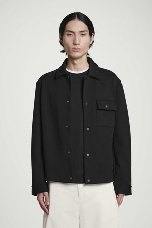 COS Men's Skjortjacka I Jersey Twill in Svart