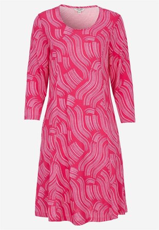 Cellbes of Sweden - Mönstrad trikåklänning med fickor - cerise / mönstrad - för damer - 50/52