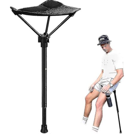 Bärbar Pall Höjdjusterbar Sits Infällbar Utomhus Fiskestol Med 3 Positioner 20(115-125CM)