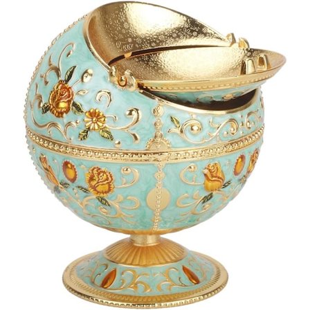 Askebæger med låg, bærbar metal cigaret askebæger til udendørs og indendørs brug, klassisk gave til gentlemen (Lys jadegrøn)