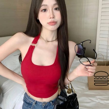 Ryggløs Vest Ensfarget Slynge RØD