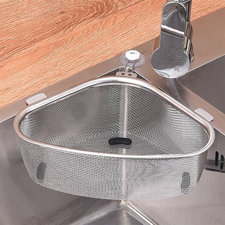 Sil i rustfritt stål for hjørnemontering i vasken