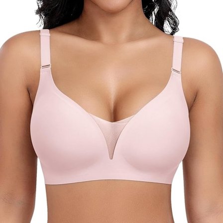 XL Størrelse Trådløs BH til Stor Barmstøtte, Sømløs Push Up BH til Hverdagsbrug og Let Træning Pink