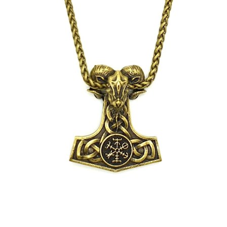 Geit ram thor hammer viking amulett hänge halsband