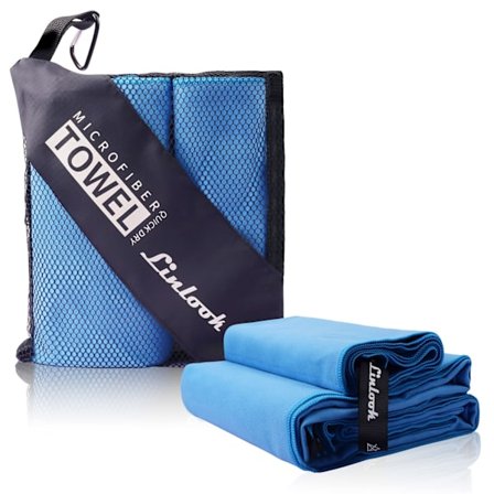 Mikrofiber Reisehåndkle - Stor (160 x 80 cm) + Liten (80 x 40 cm) - Hurtigtørkende Sports Gym Strandhåndkle - Kompakt for Menn og Kvinner