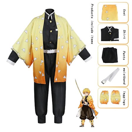 Mub- Anime Demon Slayer Cosplay Kostyme Tanjire Tomioka Giyuu Halloweenfest Cosplay Kostyme Agatsuma Zenitsu Agatsuma Zenitsu Agatsuma Zenitsu-FD-