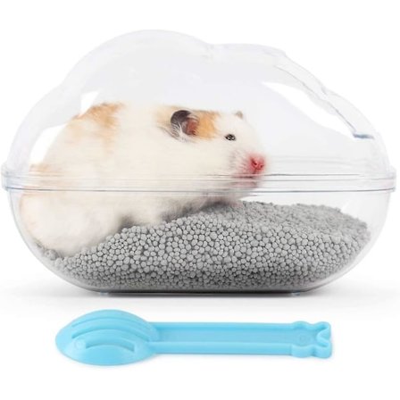 Hamster Sandbad Beholder Stor Gennemsigtig Plast Toilet Med Skovl Sæt Til Små Kæledyr Bur Tilbehør
