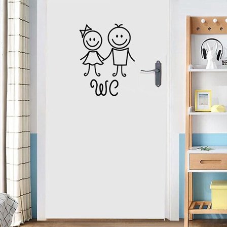 Svart vinyl wc-klistremerker, skrell og lim moderne veggklistremer for bad soverom stue hjemmedekor