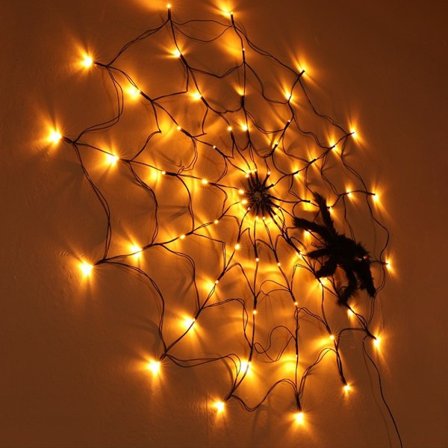 Halloween Spider Web Lights 60 LED oransje lys med svart