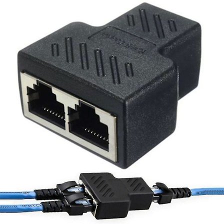 Adapter Rj45 Ethernet Lan-kabel 1-2 vejs splitter dobbelt hun-port stik
