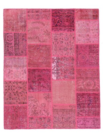 Noué À La Main Patchwork Tapis 160X200 Vintage De Laine Rouge Foncé/Rouge