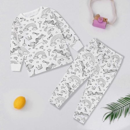 Kreativt DIY Graffiti Pyjamas Sæt til Børn, Farvelæg Selv Nattøj Pyjamas til Drenge & Piger - Perfekt