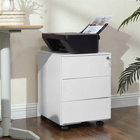 Låsbart dokumentskap med hjul - Hvit