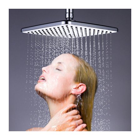 Krom duschhuvud fyrkantig 20x20cm ABS silikonmunstycken anti-kalk 8 tum regnduschhuvud