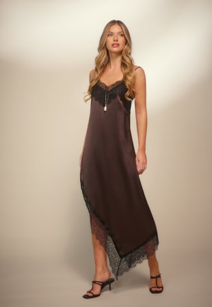 Bubbleroom Occasion-Satin Lace Slip Dress-S