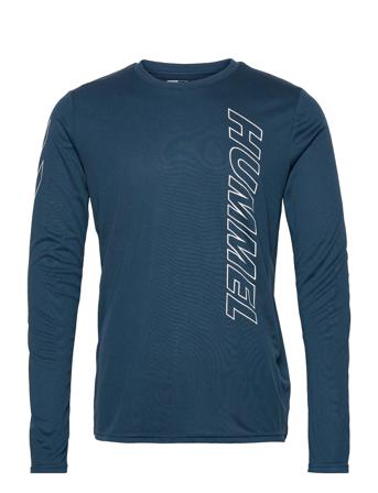 Hmlte Topaz T-Shirt L/S T-Langærmet Skjorte Blå Hummel