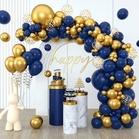 Marineblå Ballonbue Kit - 114stk Blå Guld Ballonbue Til Fødselsdagsfest Dekorationer