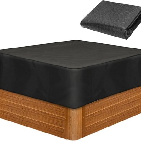 Neliönmuotoinen uima-altaan peite ulkouima-altaalle, vedenpitävä ja sateenkestävä, valmistettu hopeanvärisestä Oxford-kankaasta, 231 x 231 x 30 cm