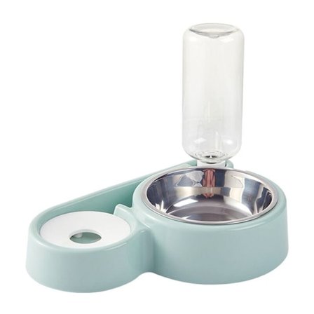 Automatic Pet Feeder and Water Bowl, Double Water Bowl, Automatic Pet Food Dispenser, Blue