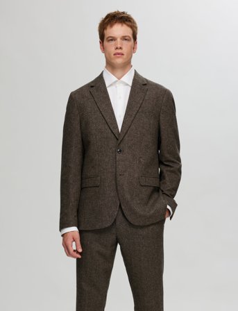 Selected Slmslim-Reed Wool Blz Noos - Brown - 48