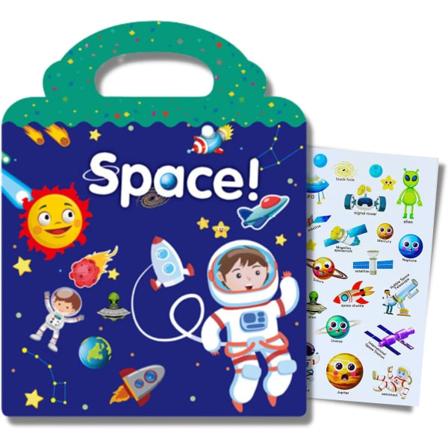 Gjenbrukbare klistremerkebøker søte romklistremerker, vindusklistremerker for barn, pedagogiske magiske klistremerkeblokkleker for barn småbarn gutter