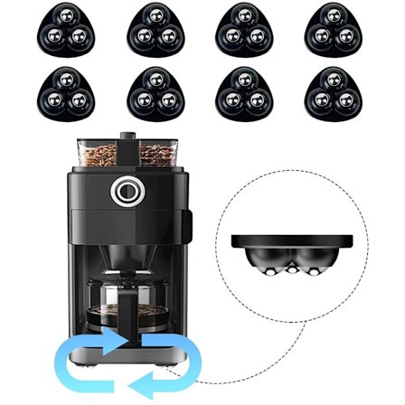 ING 8-Deler Apparat Hjul (Svart) – Møbelglidere for Kjøkkenapparater – Flytt enkelt Kaffemaskin/Blender/Ovn