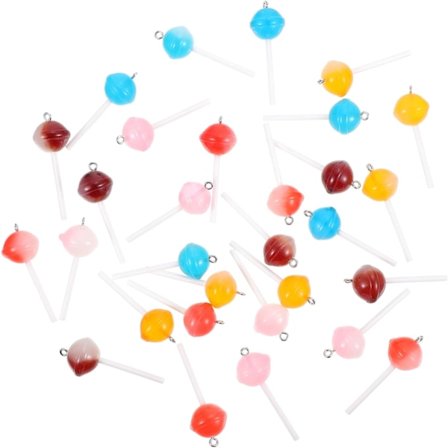 Lollipop-riipus, miniatyyri-tikkarit, korvakorukorut, avaimenperä