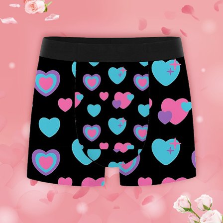 Söta hjärtmönstrade kalsonger för män, stretchunderkläder, perfekta som Alla hjärtans dag-present och att bära