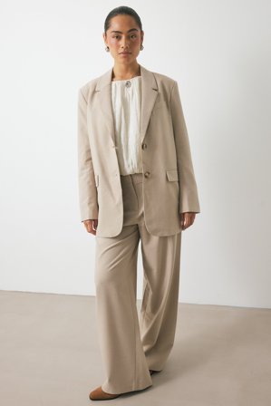 NA-KD Pantalon taille mi-haute en tissu mélangé - Pantalon cigarette - Beige - EU 34