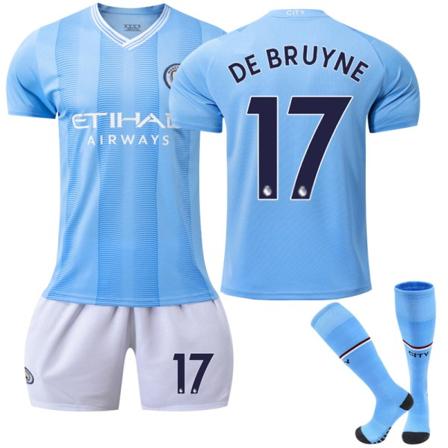 23-24 Manchester City Home Fotballtrøye for barn Z X 17(DE BRUYNE) 10-11 år