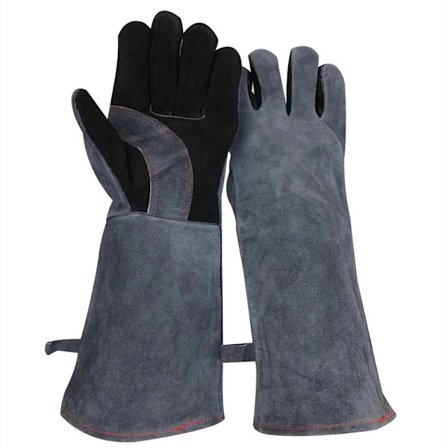 Läder Forge/Mig/Stick Svetsningshandskar Värme/Eldbeständiga, Ugn/Eldstad/Spis Vantar
