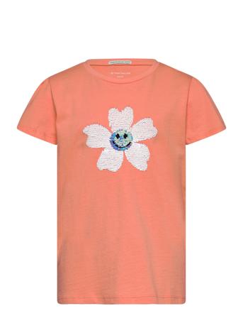 Reversible Sequin T-Shirt Orange Tom Tailor