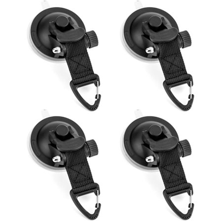 Tunge bilcamping stropper med sugekopper, 4 stk. sterke camping presenningtilbehør med festekroker