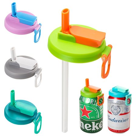 1 stk genanvendeligt dåselåg til sodavandsdåser med silikonesugerør til dåsedrikke/øl